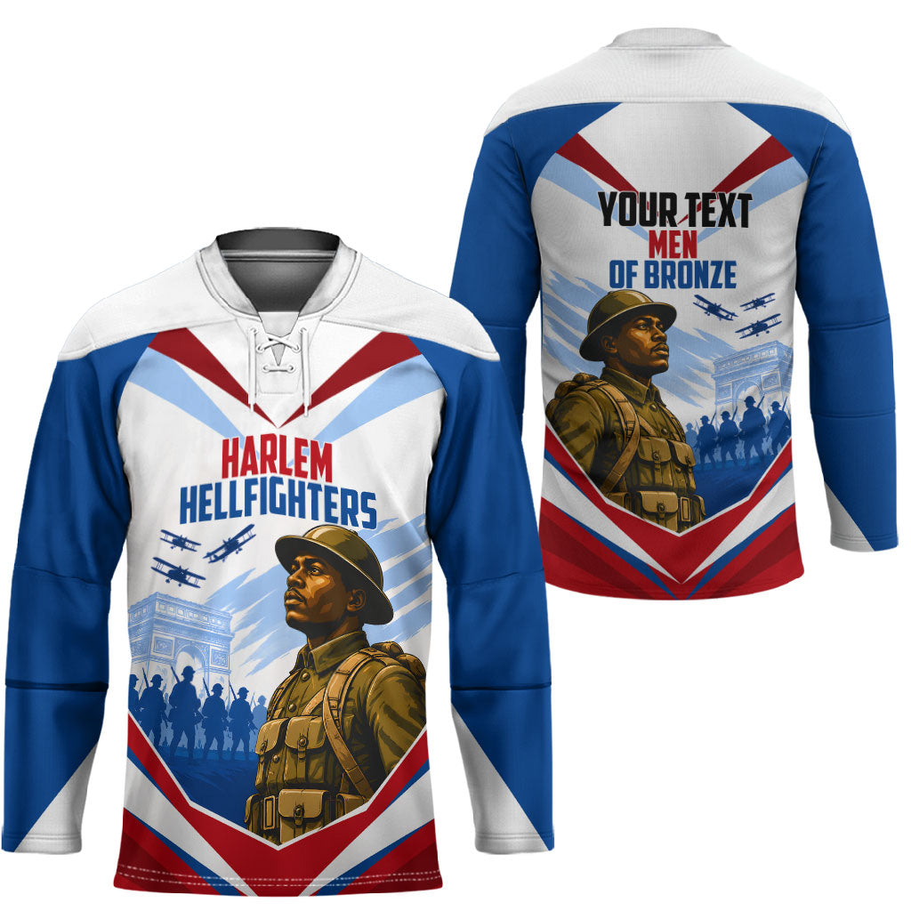 Personalized Harlem Hellfighters Hockey Jersey Vintage WWI Military History Patriotic Art