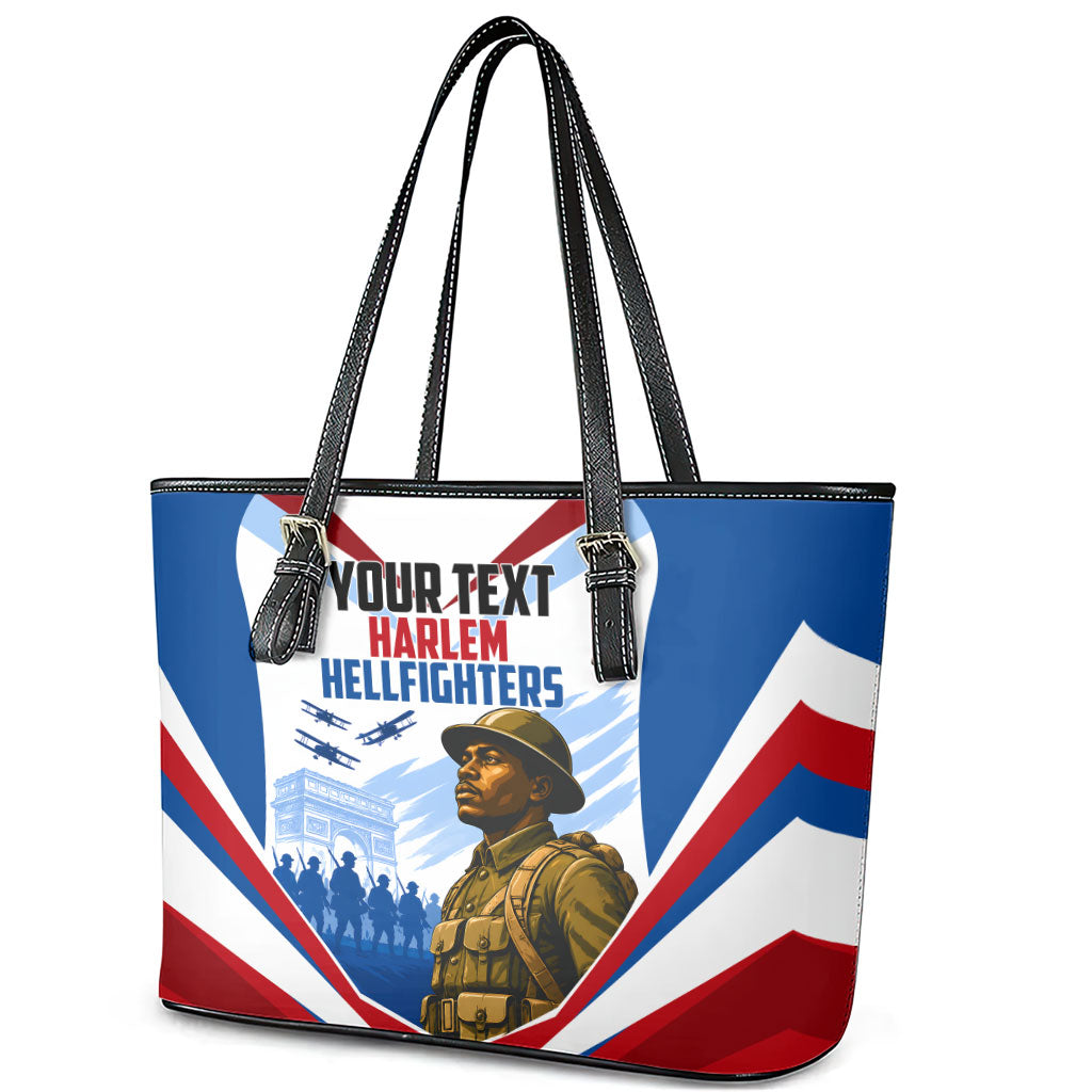 Personalized Harlem Hellfighters Leather Tote Bag Vintage WWI Military History Patriotic Art