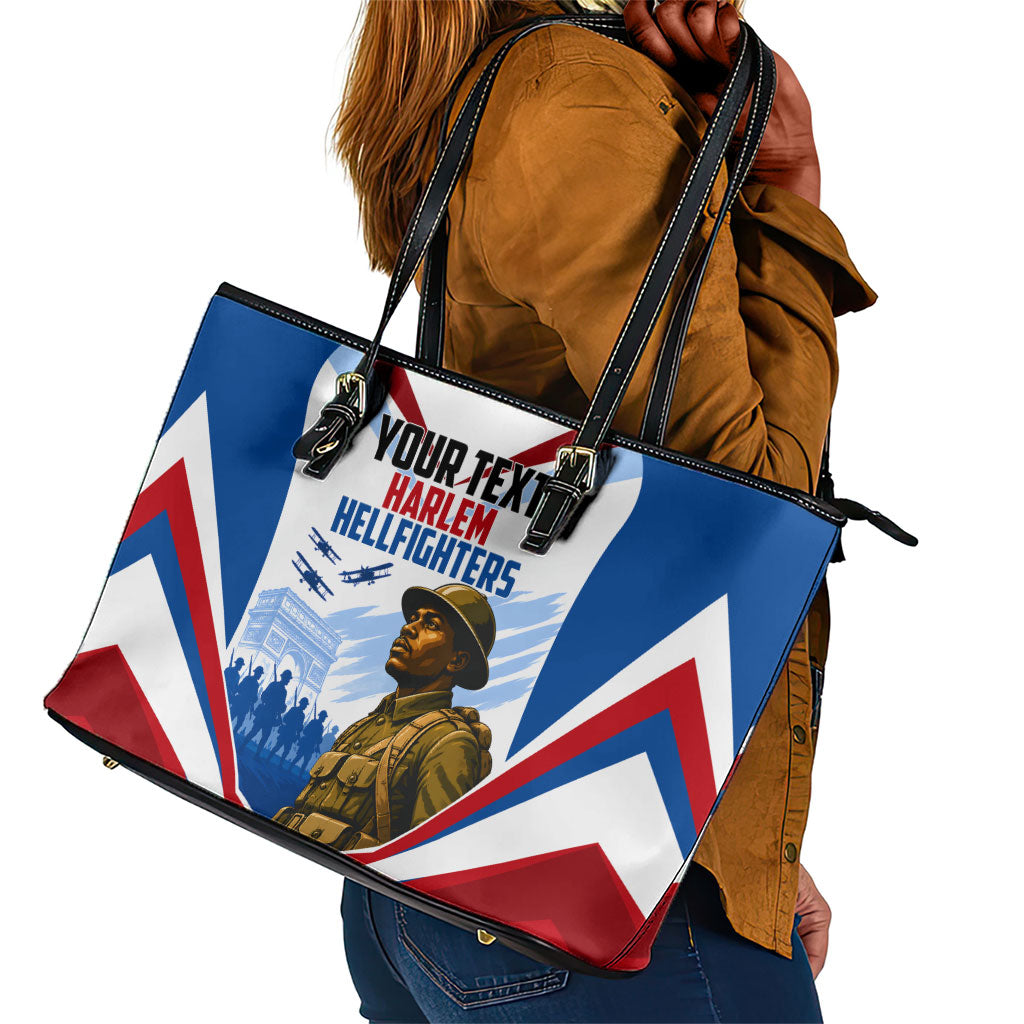 Personalized Harlem Hellfighters Leather Tote Bag Vintage WWI Military History Patriotic Art