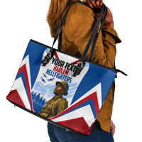 Personalized Harlem Hellfighters Leather Tote Bag Vintage WWI Military History Patriotic Art