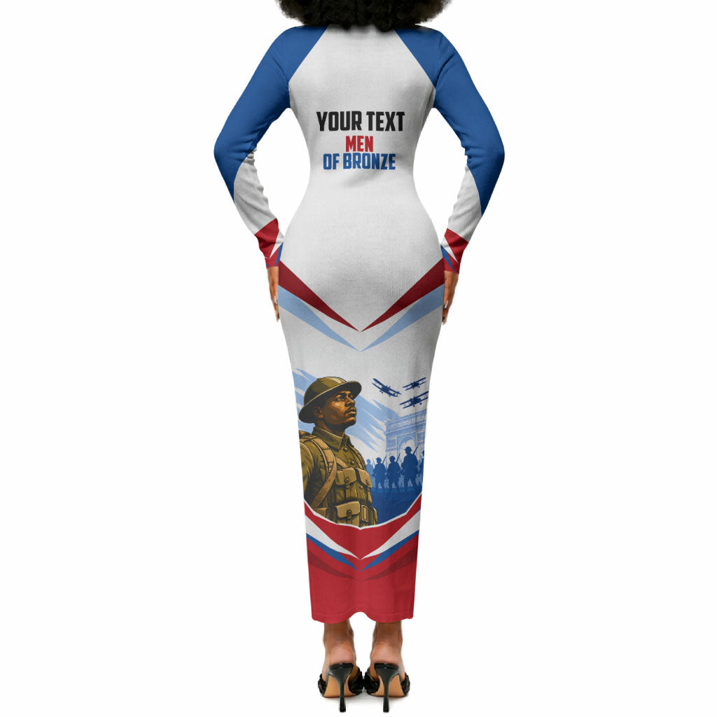 Personalized Harlem Hellfighters Long Sleeve Bodycon Dress Vintage WWI Military History Patriotic Art