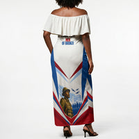 Personalized Harlem Hellfighters Off Shoulder Maxi Dress Vintage WWI Military History Patriotic Art