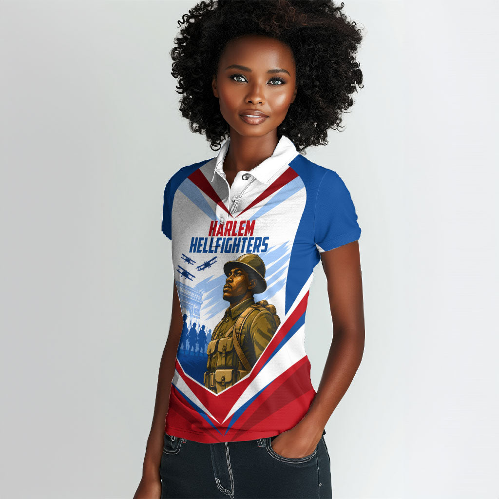 Personalized Harlem Hellfighters Women Polo Shirt Vintage WWI Military History Patriotic Art