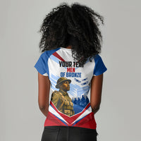 Personalized Harlem Hellfighters Women V-Neck T-Shirt Vintage WWI Military History Patriotic Art
