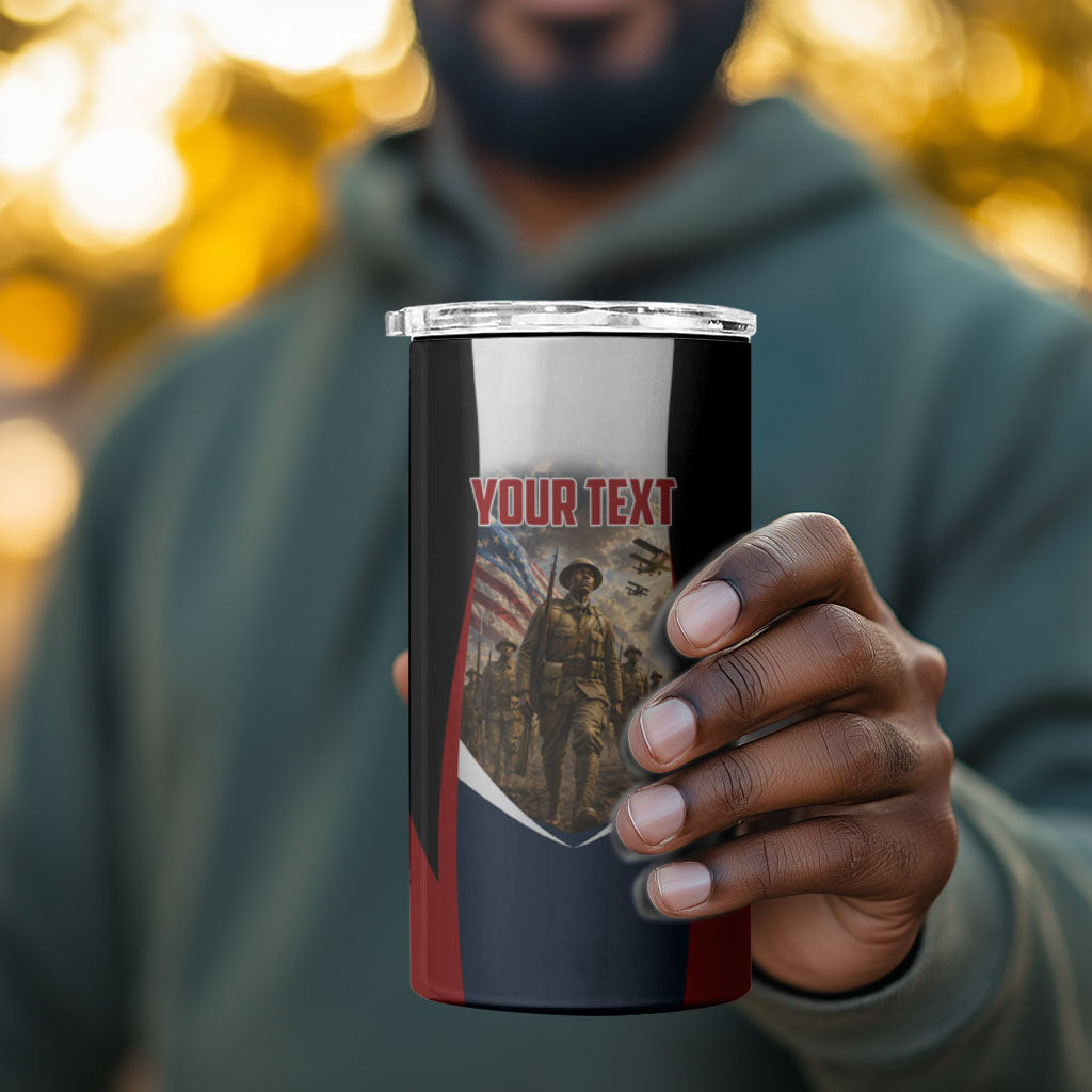 Personalized Harlem Hellfighters 4 in 1 Can Cooler Tumbler WWI African American Soldiers Patriotic Vintage Art