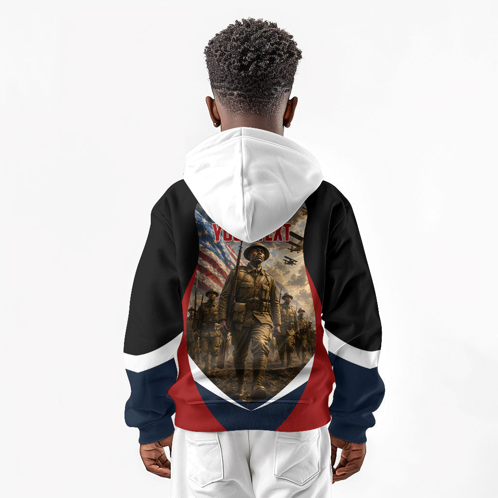 Personalized Harlem Hellfighters Kid Hoodie WWI African American Soldiers Patriotic Vintage Art
