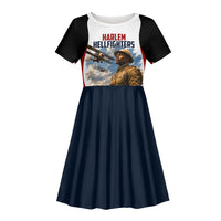 Personalized Harlem Hellfighters Kid Short Sleeve Dress WWI African American Soldiers Patriotic Vintage Art