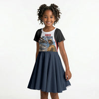 Personalized Harlem Hellfighters Kid Short Sleeve Dress WWI African American Soldiers Patriotic Vintage Art