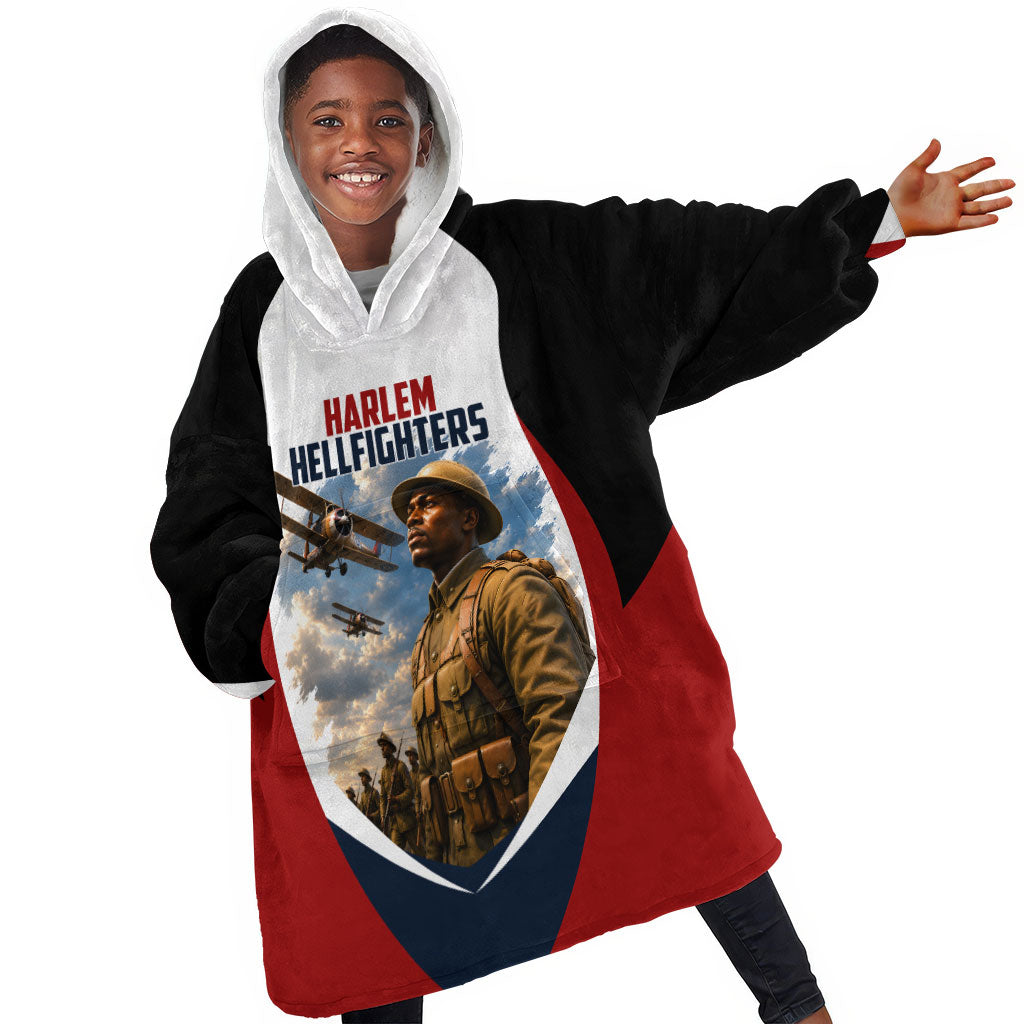 Personalized Harlem Hellfighters Kid Wearable Blanket Hoodie WWI African American Soldiers Patriotic Vintage Art