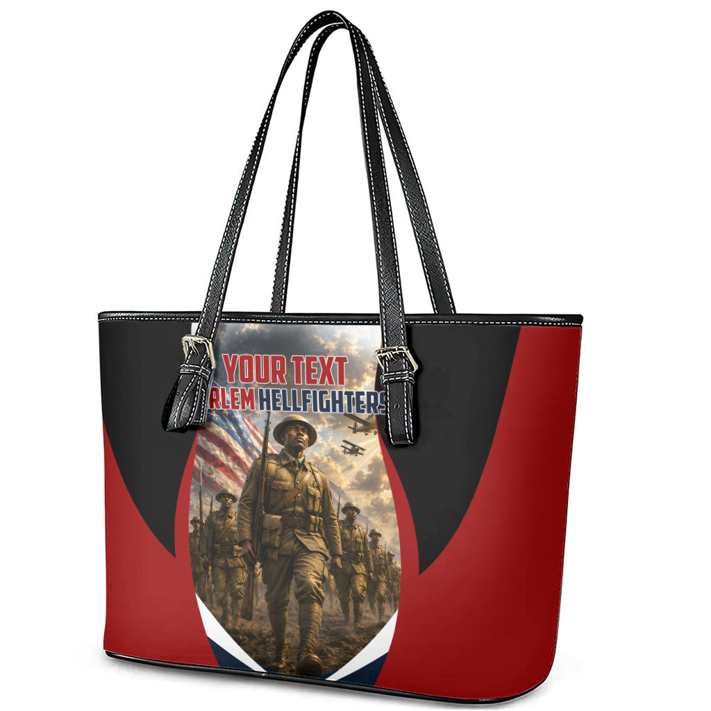 Personalized Harlem Hellfighters Leather Tote Bag WWI African American Soldiers Patriotic Vintage Art