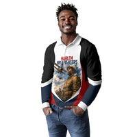 Personalized Harlem Hellfighters Long Sleeve Polo Shirt WWI African American Soldiers Patriotic Vintage Art