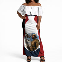 Personalized Harlem Hellfighters Off Shoulder Maxi Dress WWI African American Soldiers Patriotic Vintage Art
