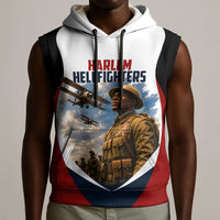 Personalized Harlem Hellfighters Sleeveless Hoodie WWI African American Soldiers Patriotic Vintage Art