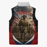 Personalized Harlem Hellfighters Sleeveless Puffer Jacket WWI African American Soldiers Patriotic Vintage Art
