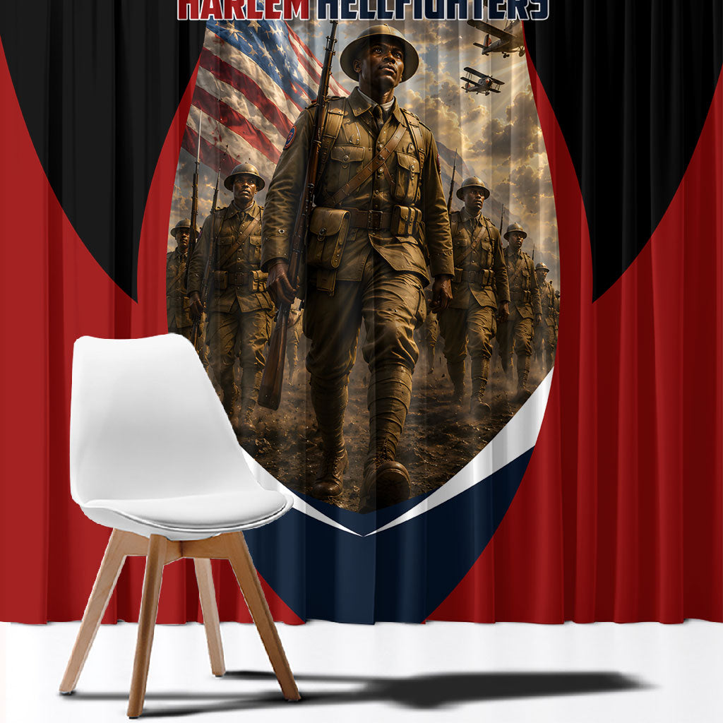 Personalized Harlem Hellfighters Window Curtain WWI African American Soldiers Patriotic Vintage Art
