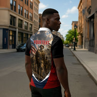 Personalized Harlem Hellfighters Zipper Polo Shirt WWI African American Soldiers Patriotic Vintage Art