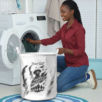 Personalized Harlem Hellfighters Laundry Basket WWI African American Soldiers Monochrome Grunge Sketch Art