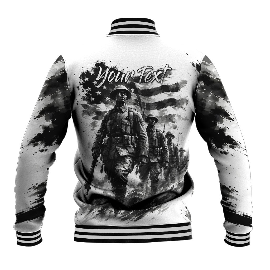 Personalized Harlem Hellfighters Baseball Jacket WWI African American Soldiers Monochrome Grunge Sketch Art