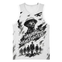 Personalized Harlem Hellfighters Basketball Jersey WWI African American Soldiers Monochrome Grunge Sketch Art