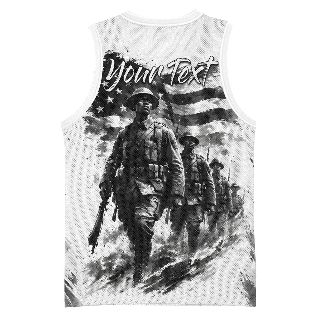 Personalized Harlem Hellfighters Basketball Jersey WWI African American Soldiers Monochrome Grunge Sketch Art