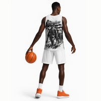 Personalized Harlem Hellfighters Basketball Jersey WWI African American Soldiers Monochrome Grunge Sketch Art
