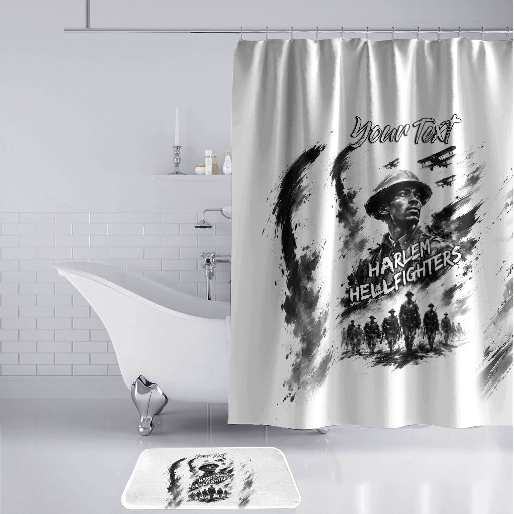 Personalized Harlem Hellfighters Bathroom Set WWI African American Soldiers Monochrome Grunge Sketch Art