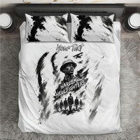 Personalized Harlem Hellfighters Bedding Set WWI African American Soldiers Monochrome Grunge Sketch Art