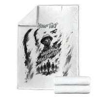 Personalized Harlem Hellfighters Blanket WWI African American Soldiers Monochrome Grunge Sketch Art