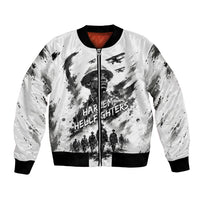 Personalized Harlem Hellfighters Bomber Jacket WWI African American Soldiers Monochrome Grunge Sketch Art
