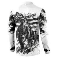 Personalized Harlem Hellfighters Button Sweatshirt WWI African American Soldiers Monochrome Grunge Sketch Art