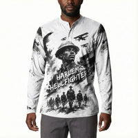 Personalized Harlem Hellfighters Button Sweatshirt WWI African American Soldiers Monochrome Grunge Sketch Art