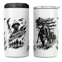 Personalized Harlem Hellfighters 4 in 1 Can Cooler Tumbler WWI African American Soldiers Monochrome Grunge Sketch Art