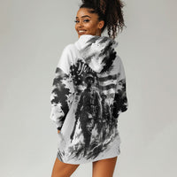 Personalized Harlem Hellfighters Hoodie Dress WWI African American Soldiers Monochrome Grunge Sketch Art