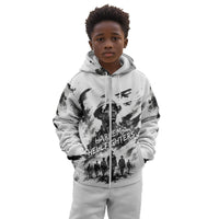 Personalized Harlem Hellfighters Kid Hoodie WWI African American Soldiers Monochrome Grunge Sketch Art