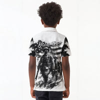 Personalized Harlem Hellfighters Kid Polo Shirt WWI African American Soldiers Monochrome Grunge Sketch Art