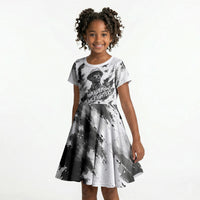 Personalized Harlem Hellfighters Kid Short Sleeve Dress WWI African American Soldiers Monochrome Grunge Sketch Art