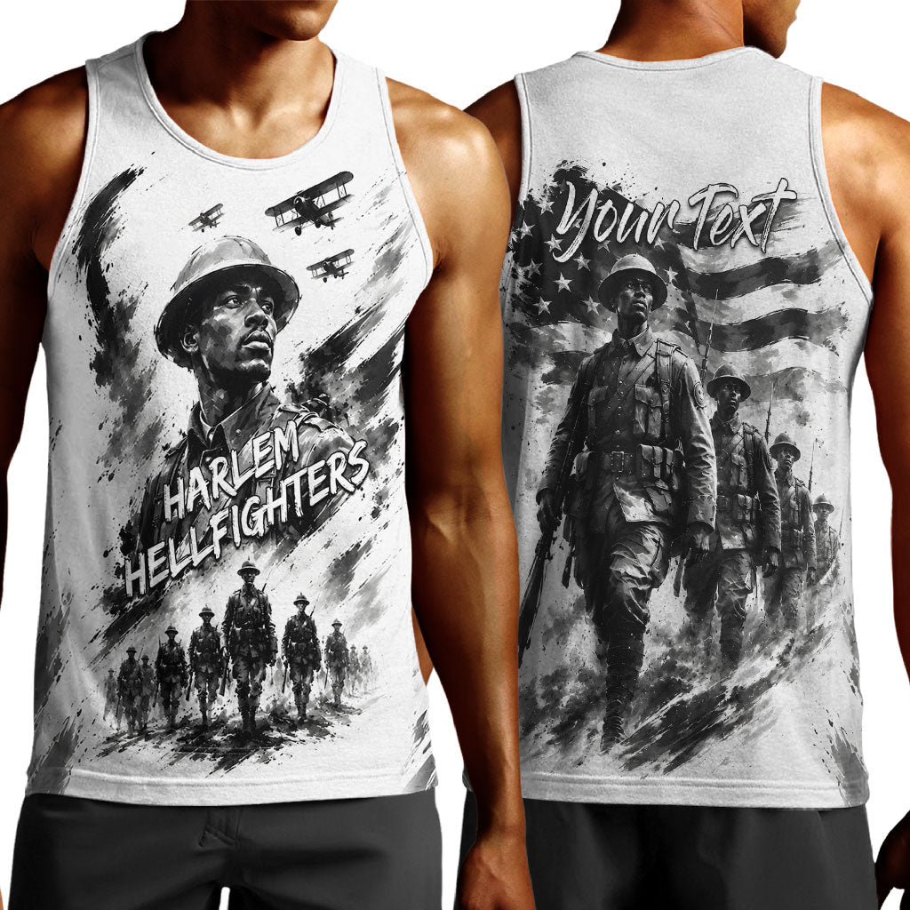 Personalized Harlem Hellfighters Men Tank Top WWI African American Soldiers Monochrome Grunge Sketch Art