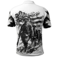 Personalized Harlem Hellfighters Polo Shirt WWI African American Soldiers Monochrome Grunge Sketch Art