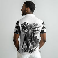 Personalized Harlem Hellfighters Polo Shirt WWI African American Soldiers Monochrome Grunge Sketch Art