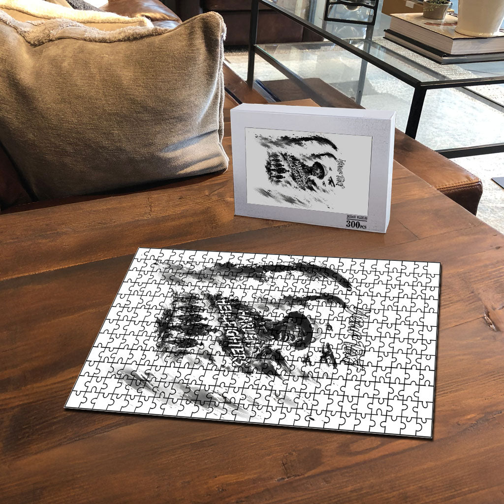 Personalized Harlem Hellfighters Puzzle WWI African American Soldiers Monochrome Grunge Sketch Art