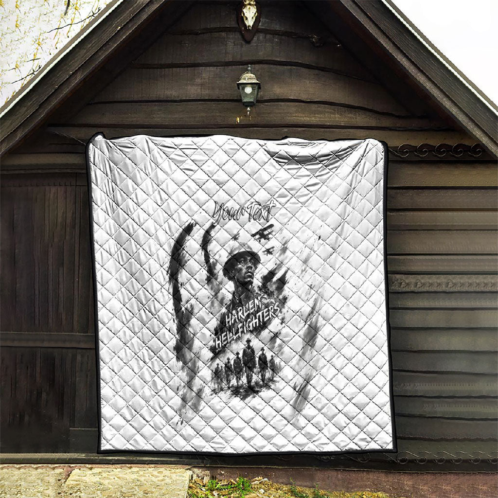 Personalized Harlem Hellfighters Quilt WWI African American Soldiers Monochrome Grunge Sketch Art