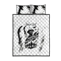 Personalized Harlem Hellfighters Quilt Bed Set WWI African American Soldiers Monochrome Grunge Sketch Art