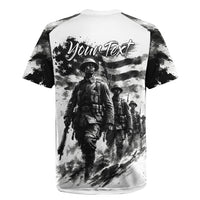 Personalized Harlem Hellfighters Rugby Jersey WWI African American Soldiers Monochrome Grunge Sketch Art