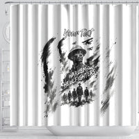Personalized Harlem Hellfighters Shower Curtain WWI African American Soldiers Monochrome Grunge Sketch Art