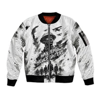 Personalized Harlem Hellfighters Sleeve Zip Bomber Jacket WWI African American Soldiers Monochrome Grunge Sketch Art