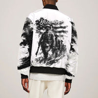 Personalized Harlem Hellfighters Sleeve Zip Bomber Jacket WWI African American Soldiers Monochrome Grunge Sketch Art