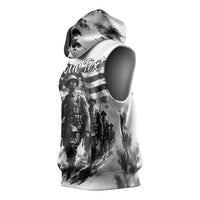 Personalized Harlem Hellfighters Sleeveless Hoodie WWI African American Soldiers Monochrome Grunge Sketch Art