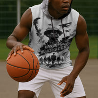 Personalized Harlem Hellfighters Sleeveless Hoodie WWI African American Soldiers Monochrome Grunge Sketch Art