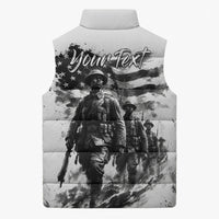 Personalized Harlem Hellfighters Sleeveless Puffer Jacket WWI African American Soldiers Monochrome Grunge Sketch Art