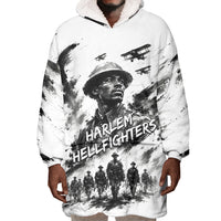 Personalized Harlem Hellfighters Wearable Blanket Hoodie WWI African American Soldiers Monochrome Grunge Sketch Art